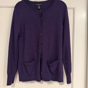 Banana Republic Deep Purple Button-Front Cardigan